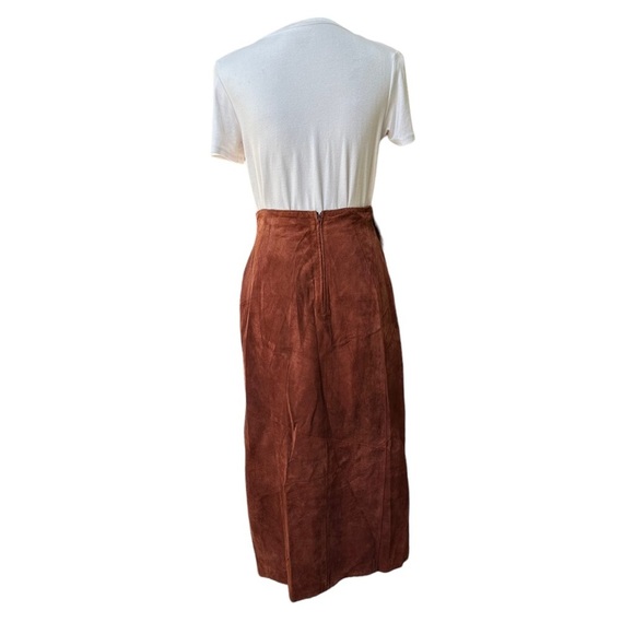 Evan Davies Womens Dark‎ Brown Suede Leather Maxi Skirt With Front Split Size 14 - Picture 3 of 13